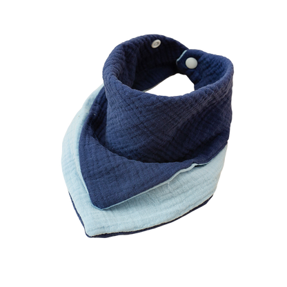 Sky Blue & Navy Reversible Baby Bib