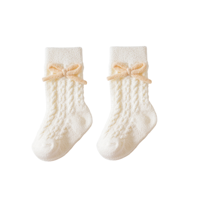 White Bow Winter Baby Socks