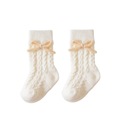 White Bow Winter Baby Socks