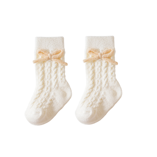 White Bow Winter Baby Socks