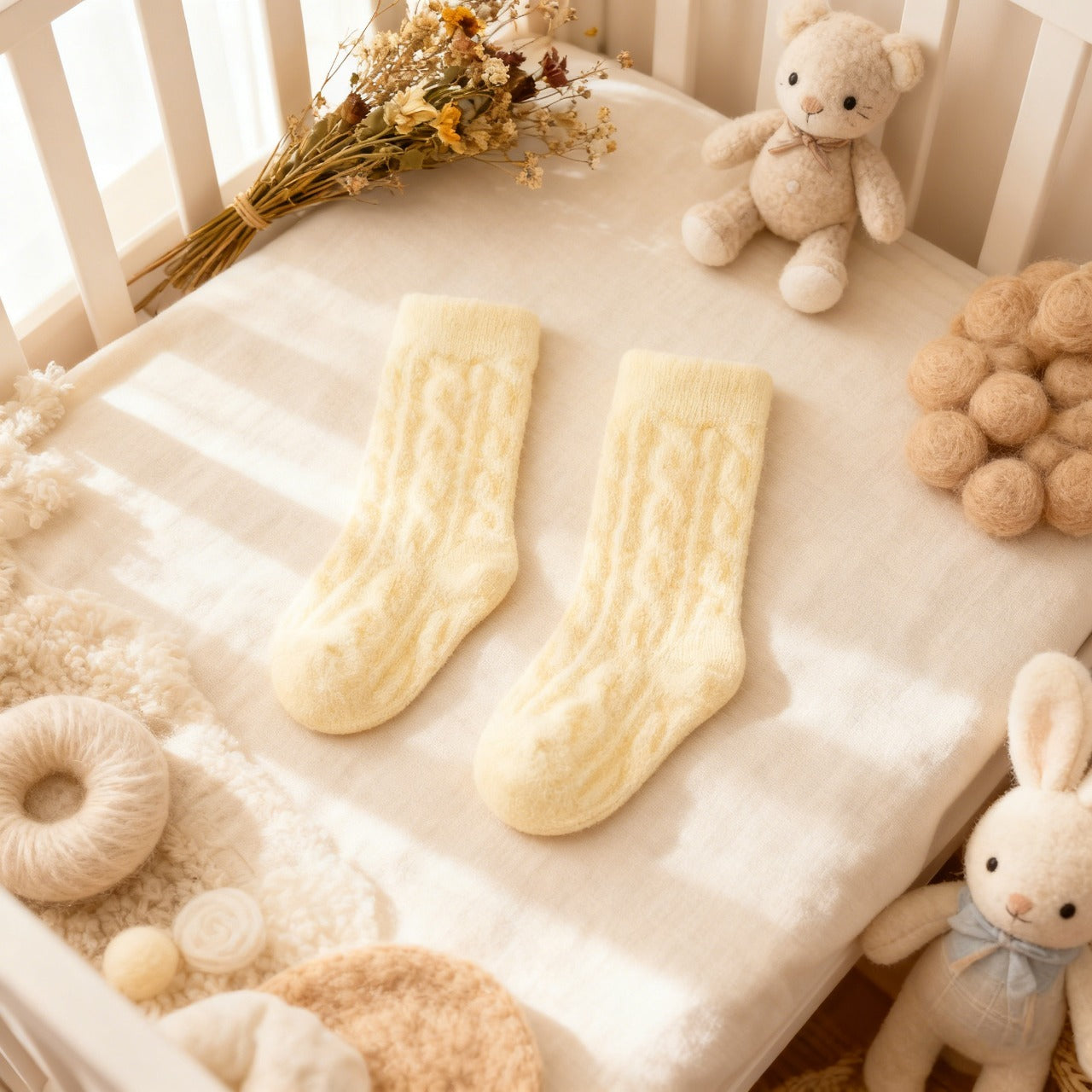 Yellow Twisted Winter Baby Socks