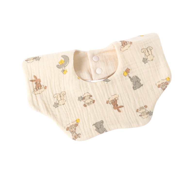Baby bib with animal pattern on a white background