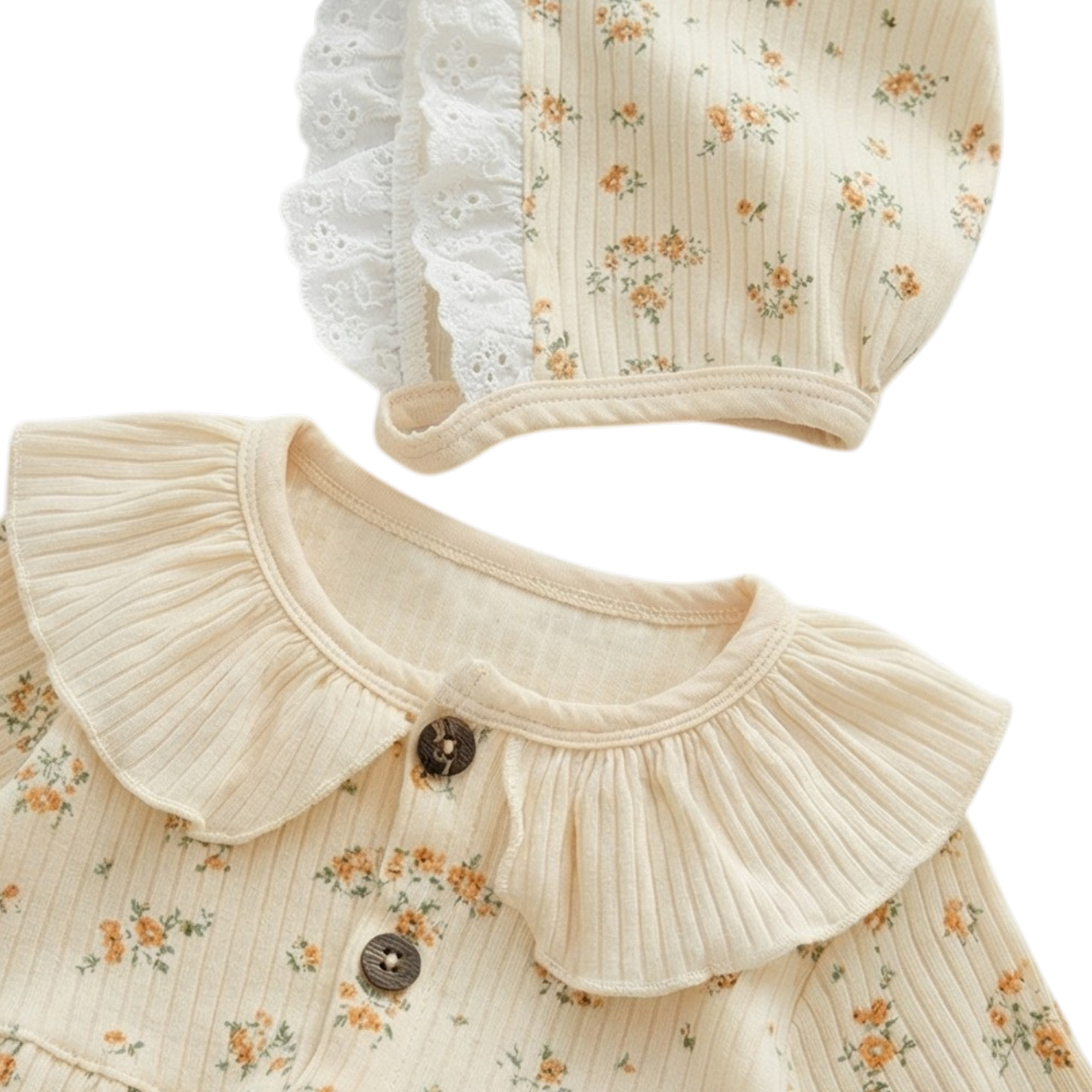Warm Yellow Floral Baby Bodysuit Set product image view 3