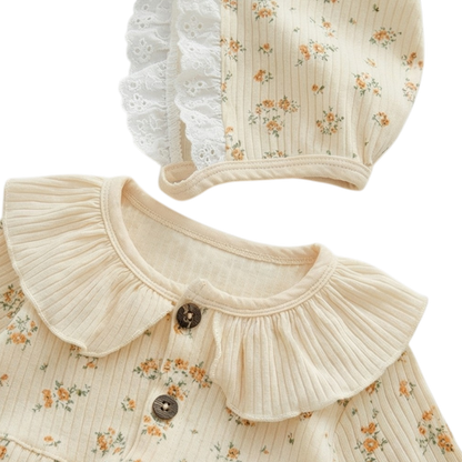 Warm Yellow Floral Baby Bodysuit Set product image view 3