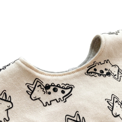Double-Sided Gray Cute Dragon Baby Bib product image view 3