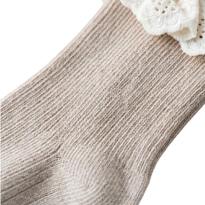 Khaki Lace Baby Socks product image view 2