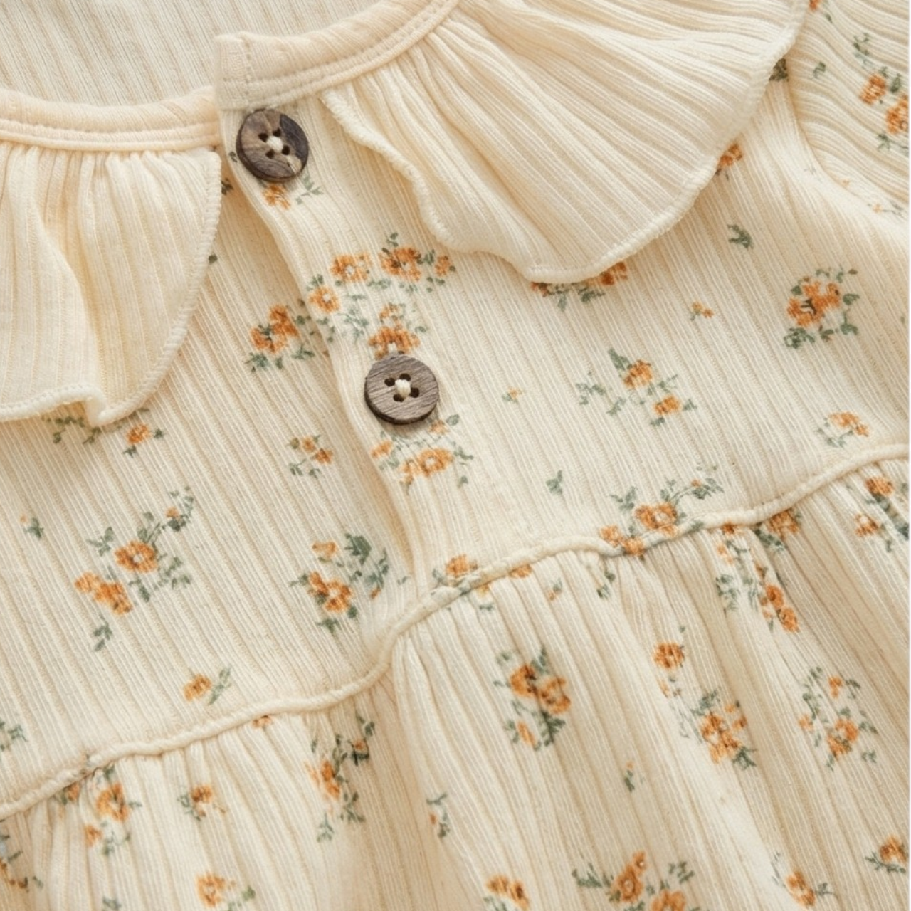 Warm Yellow Floral Baby Bodysuit Set product image view 4