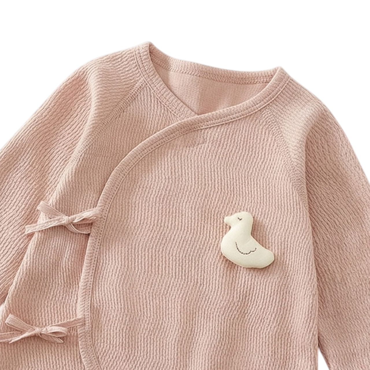 Pink Duck Long Sleeve Baby Bodysuit Set product image view 3