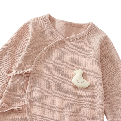 Pink Duck Long Sleeve Baby Bodysuit Set product image view 3
