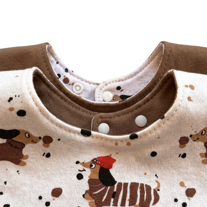 Double-Sided Coffee Spot Puppy Baby Bib product image view 3