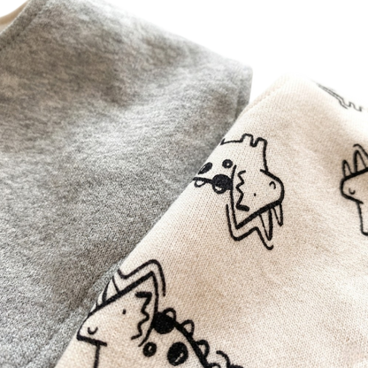 Double-Sided Gray Cute Dragon Baby Bib product image view 2