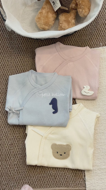 Pink Duck Long Sleeve Baby Bodysuit Set